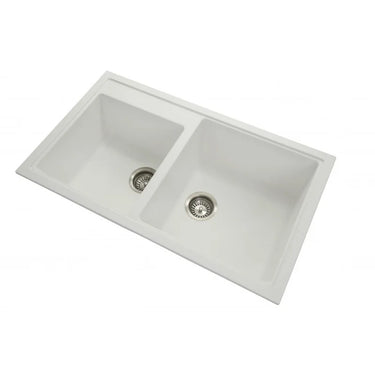 Aquaperla Carysil Vivaldi 860x500mm Matte White 1 & 3/4 Bowl Granite Sink