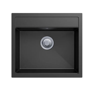 Aquaperla Carysil Waltz 560x510mm Matte Black Single Bowl Granite Sink