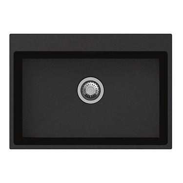 Aquaperla Carysil Waltz 680x500mm Matte Black Single Bowl Granite Sink