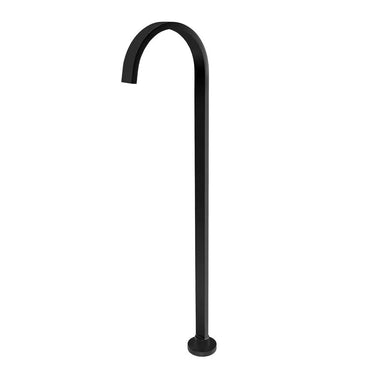 Aquaperla Cavallo Matte Black Freestanding Bath Spout - Square Gooseneck, Floor Mounted, Stainless Steel