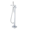 Aquaperla Chrome Freestanding Bath Mixer with Hand Shower - Square Spout, Floor Mounted