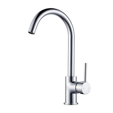 Aquaperla Chrome Gooseneck Kitchen Mixer Tap - Round Pin Lever
