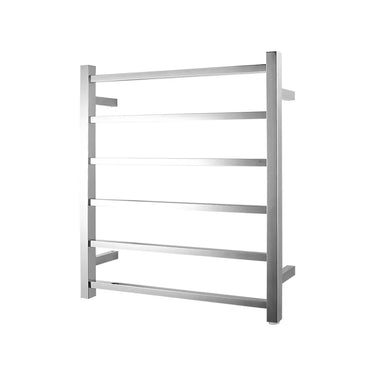 Aquaperla Chrome heated towel rail, 6 bars, square