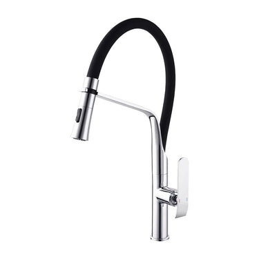 Aquaperla Chrome Pull Out Kitchen Mixer Tap - Flexible Spout, Flat Lever