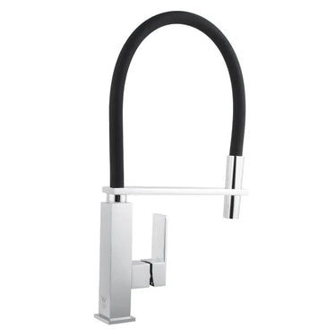 Aquaperla Chrome Pull Out Kitchen Mixer Tap - Flexible Spout, Square Body