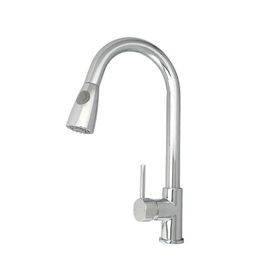 Aquaperla Chrome Pull Out Kitchen Mixer Tap - Gooseneck, Dual Spray