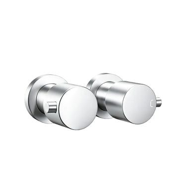 Aquaperla Chrome Round Shower Wall Taps - Knob Handles