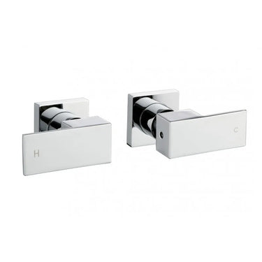 Aquaperla Chrome Square Shower Wall Taps - Lever Handles