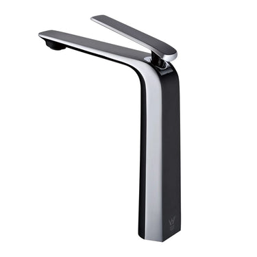 Aquaperla Esperia Black & Chrome tall basin mixer tap for vessel and above-counter basins