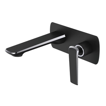 Aquaperla Esperia Black & Chrome wall basin mixer set with spout