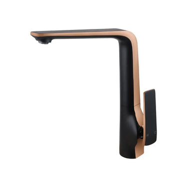 Aquaperla Esperia Black & Rose Gold Kitchen Mixer Tap - Tapered Lever