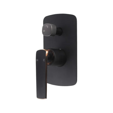 Aquaperla Esperia Black & Rose Gold shower wall mixer with diverter