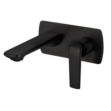 Aquaperla Esperia Matte Black wall basin mixer set with spout