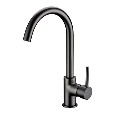 Aquaperla Gunmetal Gooseneck Kitchen Mixer Tap - Round Pin Lever