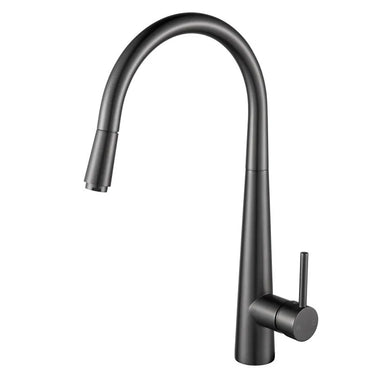 Aquaperla Gunmetal Pull Out Kitchen Mixer Tap - Tapered Round Body