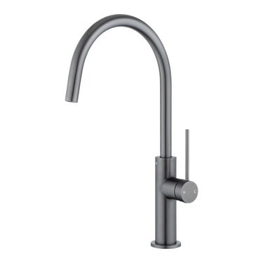 Aquaperla Gunmetal Slim Gooseneck Kitchen Mixer Tap - Pin Lever