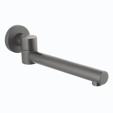Aquaperla Gunmetal Swivel Bath Spout 240mm - Round Wall Spout