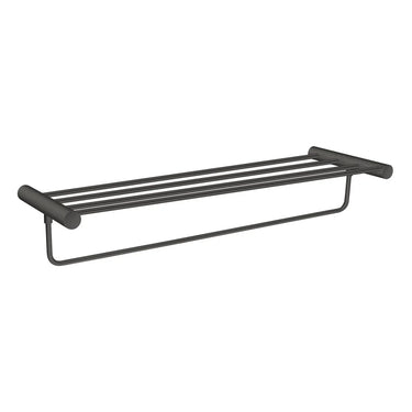 Aquaperla Gunmetal Towel Shelf with Hanging Rail 600mm