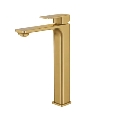 Aquaperla Ivano Brushed Brass tall basin mixer tap for vessel and above-counter basins