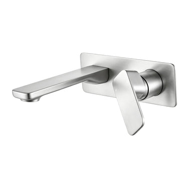 Aquaperla Ivano Brushed Nickel wall basin mixer set with spout
