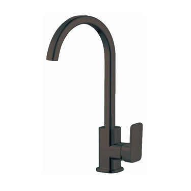 Aquaperla Ivano Matte Black Gooseneck Kitchen Mixer Tap - Square Lever