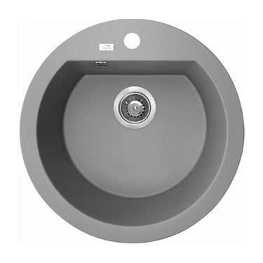Aquaperla Laveo 510mm Round Grey Single Bowl Granite Sink