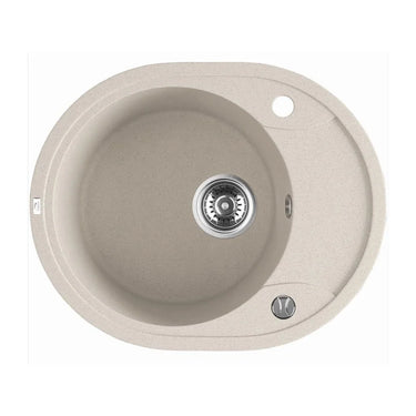 Aquaperla Laveo 580x470mm Beige Single Bowl Granite Sink with Drainer