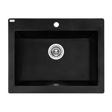 Aquaperla Laveo 580x490mm Matte Black Single Bowl Apron Front Granite Sink