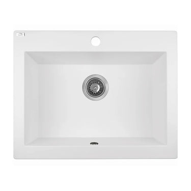 Aquaperla Laveo 580x490mm Matte White Single Bowl Apron Front Granite Sink