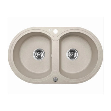 Aquaperla Laveo 780x470mm Beige Double Bowl Granite Sink