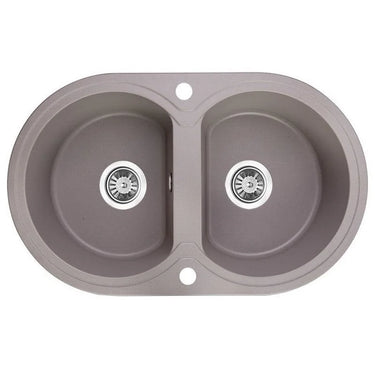 Aquaperla Laveo 780x470mm Grey Double Bowl Granite Sink
