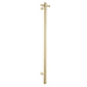 Aquaperla Light Brushed Brass heated towel rail, single vertical bar with timer