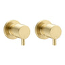 Aquaperla Light Brushed Brass Round Shower Wall Taps - Pin Lever