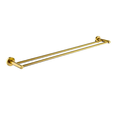 Aquaperla Lucid Pin Brushed Brass Double Towel Rail 790mm
