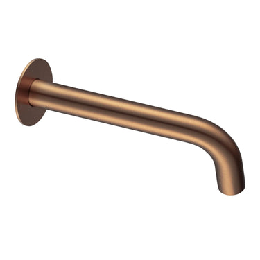 Aquaperla Lucid Pin Brushed Copper Bath Spout 180mm - Round Wall Spout, Slim 7mm Plate