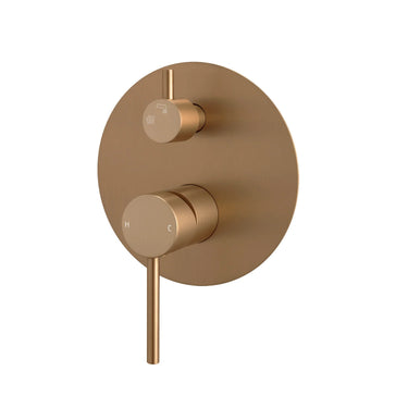 Aquaperla Lucid Pin Brushed Copper shower wall mixer with diverter