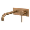 Aquaperla Lucid Pin Brushed Copper wall basin mixer set with spout