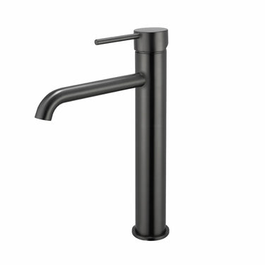 Aquaperla Lucid Pin Brushed Gunmetal tall basin mixer tap for vessel and above-counter basins