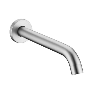 Aquaperla Lucid Pin Brushed Nickel Bath Spout 180mm - Round Wall Spout, 15mm Plate