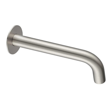 Aquaperla Lucid Pin Brushed Nickel Bath Spout 180mm - Round Wall Spout, Slim 7mm Plate