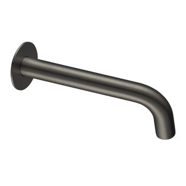 Aquaperla Lucid Pin Gunmetal Bath Spout 180mm - Round Wall Spout, Slim 7mm Plate