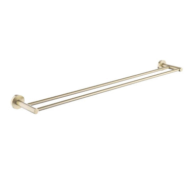 Aquaperla Lucid Pin Light Brushed Brass Double Towel Rail 790mm