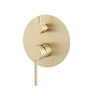 Aquaperla Lucid Pin Light Brushed Brass shower wall mixer with diverter