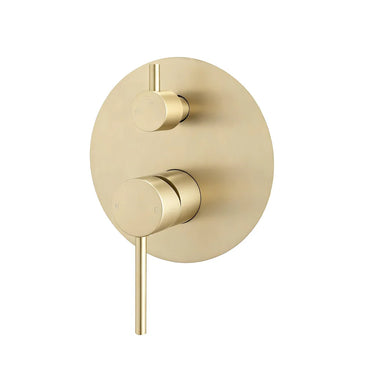 Aquaperla Lucid Pin Light Brushed Brass shower wall mixer with diverter