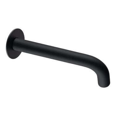 Aquaperla Lucid Pin Matte Black Bath Spout 180mm - Round Wall Spout, Slim 7mm Plate