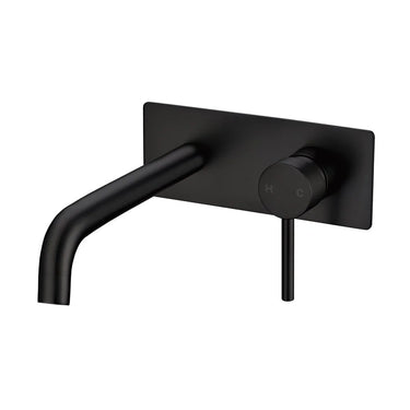 Aquaperla Lucid Pin Matte Black wall basin mixer set with spout