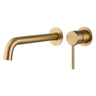 Aquaperla Lucid Pin separate plates Brushed Brass wall basin mixer set with spout