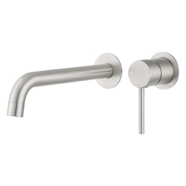 Aquaperla Lucid Pin separate plates Brushed Nickel wall basin mixer set with spout