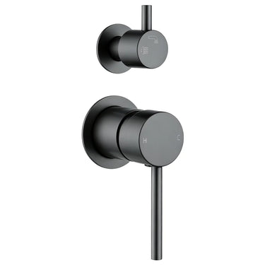 Aquaperla Lucid Pin separate plates Gunmetal shower wall mixer with diverter