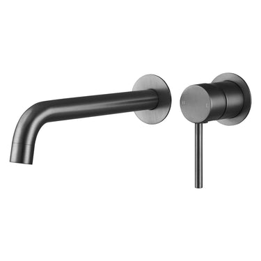 Aquaperla Lucid Pin separate plates Gunmetal wall basin mixer set with spout
